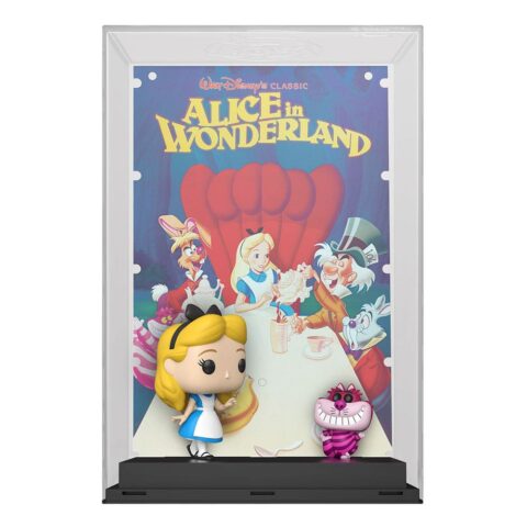 Alice in Wonderland figure with Disney 100th anniversary movie poster