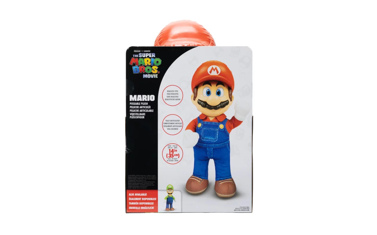 Achterkant van Mario pluchen 30 cm