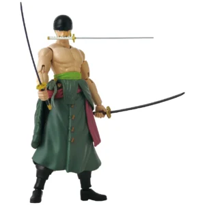 One Piece Roronoa Zoro Three Sword Style Anime Heroes Figurine, 17 cm, dynamisch poseerbaar beeldje.