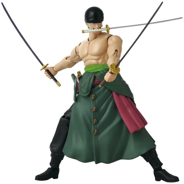 One Piece Roronoa Zoro Three Sword Style Anime Heroes Figurine, 17 cm, dynamisch poseerbaar beeldje.