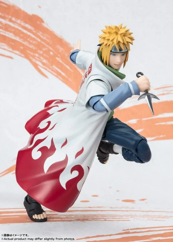 Minato Namikaze S.H.Figuarts Action Figure, NarutoP99 Edition, met dynamische articulatie en accessoires.