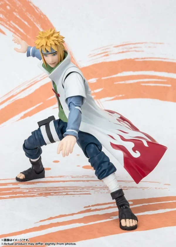 Minato Namikaze S.H.Figuarts Action Figure, NarutoP99 Edition, met dynamische articulatie en accessoires.