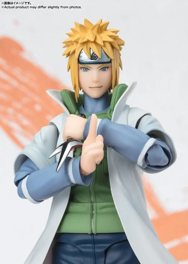 Minato Namikaze S.H.Figuarts Action Figure, NarutoP99 Edition, met dynamische articulatie en accessoires.