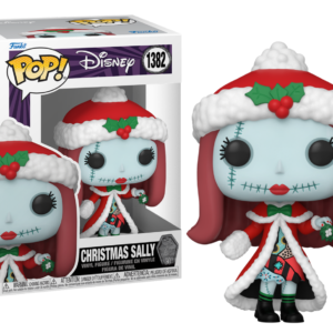 Funko POP Disney N° 1382 - Christmas Sally in een feestelijke kerstoutfit, ter ere van het 30-jarige jubileum van The Nightmare Before Christmas.