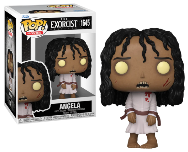 Funko POP Movies N° 1645 - Angela uit The Exorcist in haar bezeten toestand, met felgroene ogen en littekens.