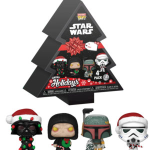 Star Wars™ Pocket Pop! Holiday Box met Darth Vader™, Emperor Palpatine™, Boba Fett™ en Stormtrooper™ in kerstoutfits.