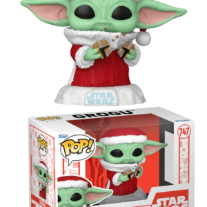 Funko POP Star Wars N° 747 - Grogu verkleed als kerstman, met rode mantel en witte bontaccenten, perfect voor de feestdagen.