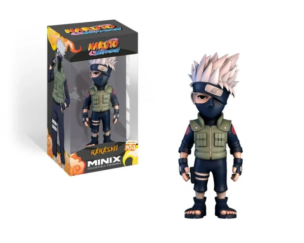 Kakashi Hatake Minix Figurine van 12 cm, gedetailleerd ontworpen met zijn kenmerkende grijze haar en Sharingan, perfect voor verzamelaars van Naruto-merchandise.