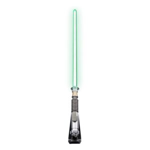 Star Wars Black Series Force FX Elite Lightsaber van Luke Skywalker met authentieke details, LED-verlichting, en geluidseffecten, inclusief displaystandaard.