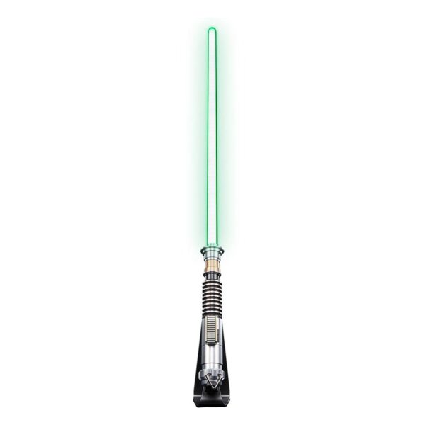 Star Wars Black Series Force FX Elite Lightsaber van Luke Skywalker met authentieke details, LED-verlichting, en geluidseffecten, inclusief displaystandaard.