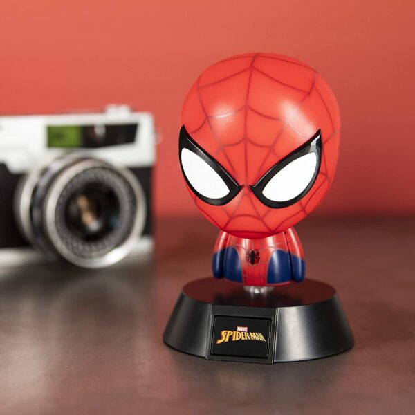 MARVEL Spider-Man 3D Icon Light Lamp met LED-verlichting en iconisch Spider-Man logo.