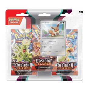 Pokemon Obsidian Flames 3-Pack Blister met drie booster packs en een exclusieve promo-kaart.