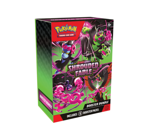 Afbeelding van Pokémon Shrouded Fable Booster Bundle met exclusieve kaarten.