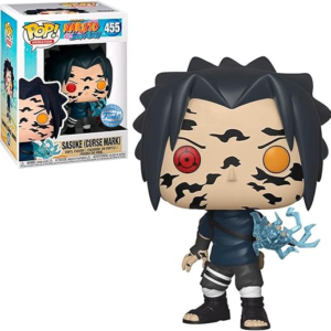 NARUTO - POP Animation N° 455 - Sasuke with Curse Marks, gedetailleerd 9 cm vinylfiguur met iconische transformatie.