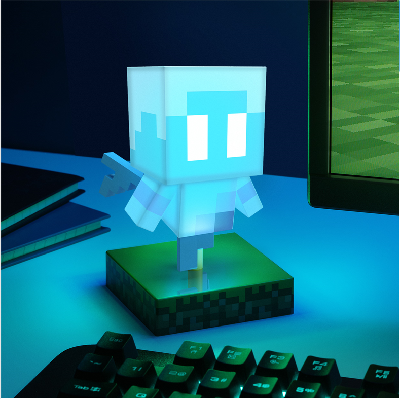 Minecraft Allay Icon Light 11 cm, een sfeervolle 3D lamp voor Minecraft fans die werkt op batterijen.
