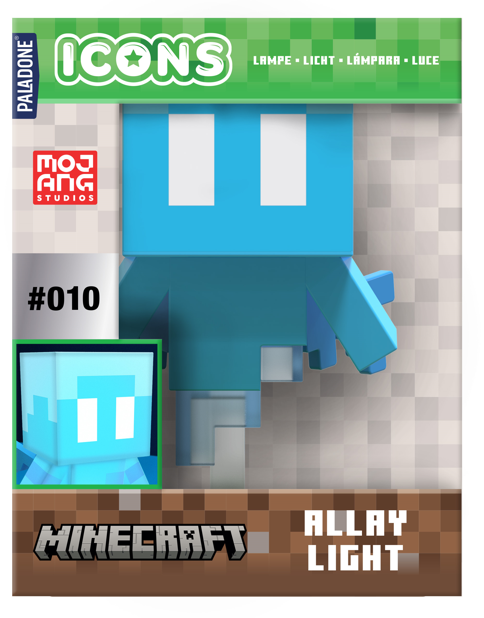 Minecraft Allay Icon Light 11 cm, een sfeervolle 3D lamp voor Minecraft fans die werkt op batterijen.