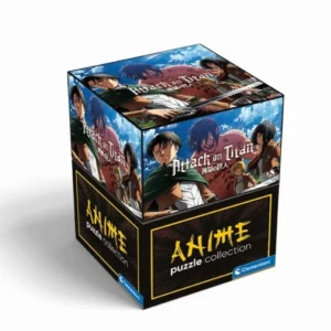 500 stukjes Attack on Titan Cube Puzzle met afbeeldingen van Levi, Mikasa, Armin en Eren.