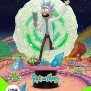 Rick & Morty D-Stage PVC Diorama van 14 cm, met Rick die uit een portal stapt.