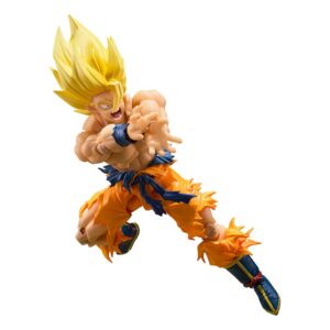 Dragon Ball Z Super Saiyan Son Goku S.H. Figuarts Action Figure, 14 cm, met accessoires en dynamisch ontwerp.