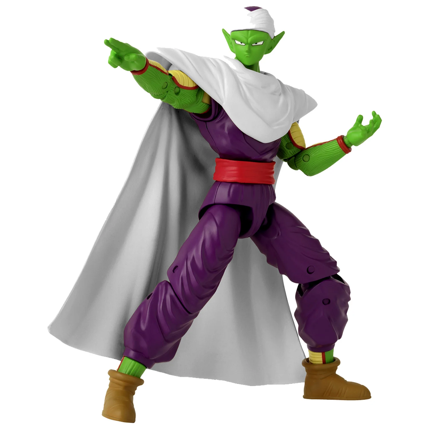 Dragon Ball Piccolo Dragon Stars figuur in paarse gi met witte cape, 17cm collectible in dynamische gevechtspose met karakteristieke groene huid
