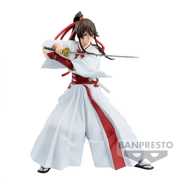 Hell's Paradise Sagiri figuur in witte kimono met rode accenten, 14cm Vibration Stars collectible met dynamische zwaardpose, officiƫle Banpresto figure