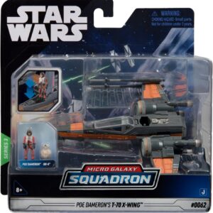 Star Wars Bizak 62610040 Micro Galaxy Squadron PoE Dameron T-70 X-Wing 12cm Vehicle with Two PoE Dameron and BB8 Figures